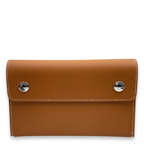 Snap Wallet Brown in Epsom, Palladium hardware