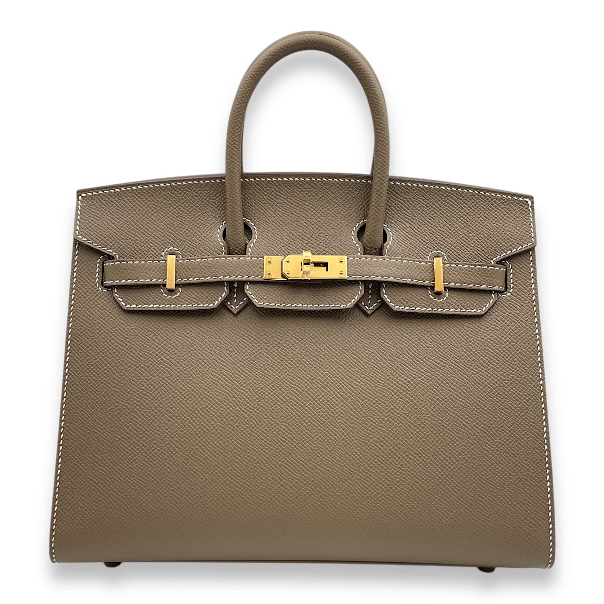 Sellier Birkin 25 Etoupe in Epsom, Gold hardware