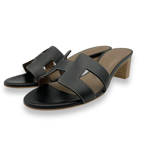 Oasis 35.5 Black Sandals in Calfskin