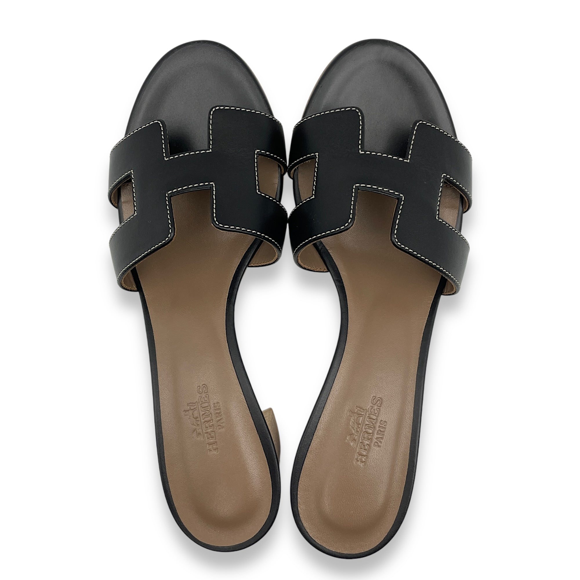 Oasis 35.5 Black Sandals in Calfskin