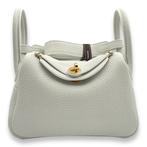 Lindy II Mini New White in Clemence, Gold hardware