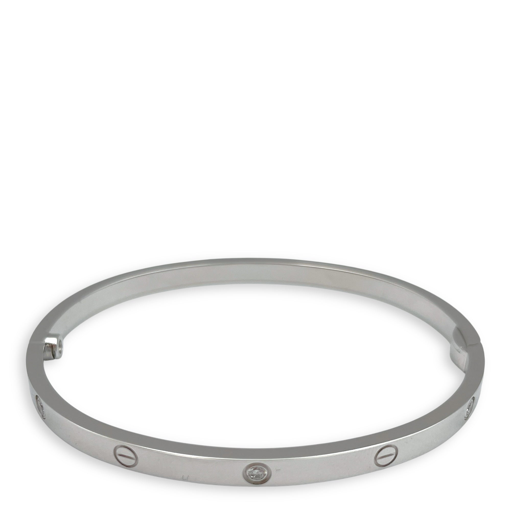 Love 6 Diamonds Small Model 16 Bracelet in White Gold Hardware