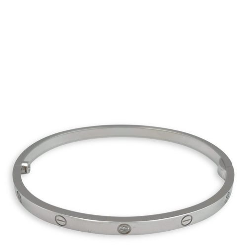 Love 6 Diamonds Small Model 16 Bracelet in White Gold Hardware