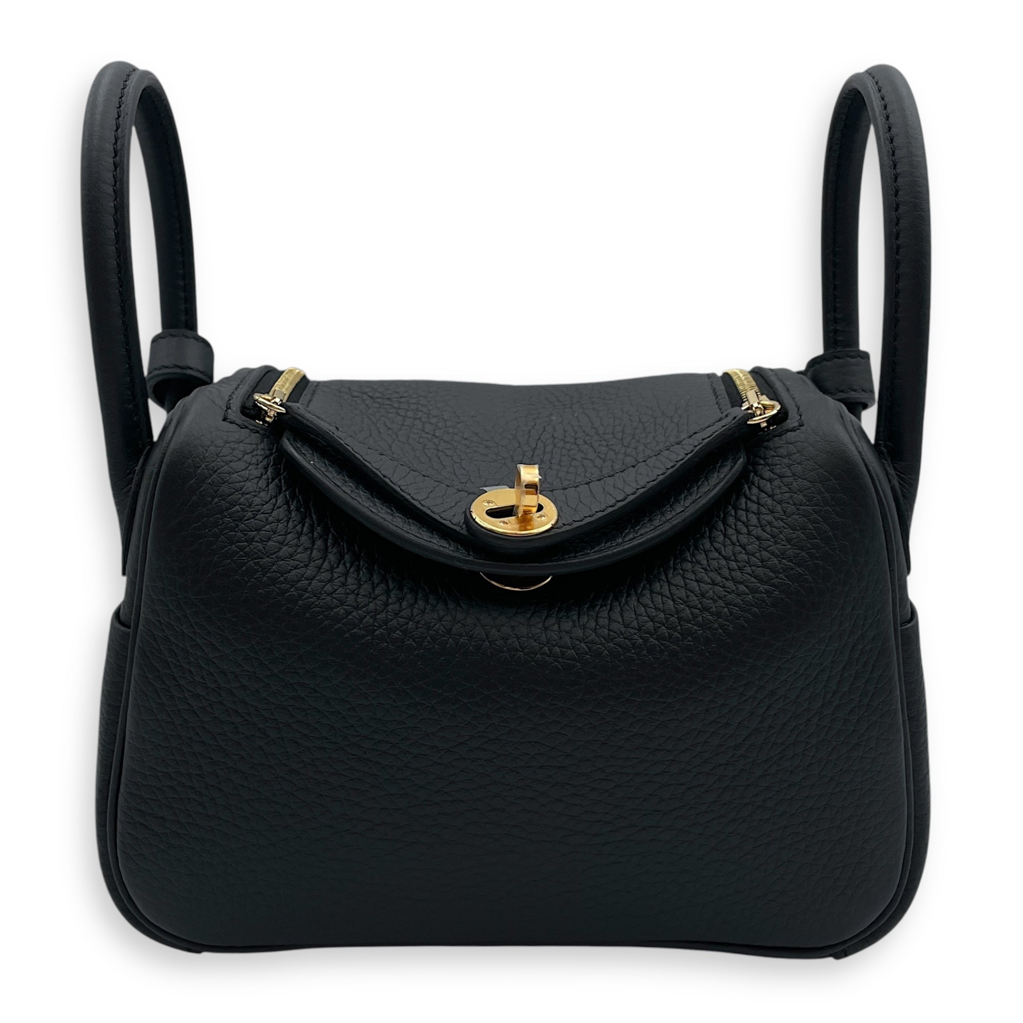 Lindy II Mini Black in Clemence, Gold hardware