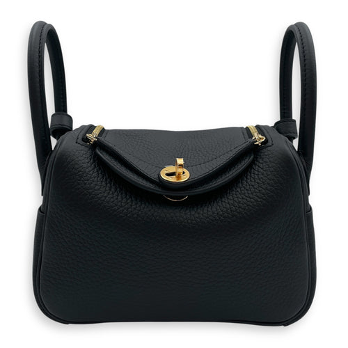 Lindy II Mini Black in Clemence, Gold hardware