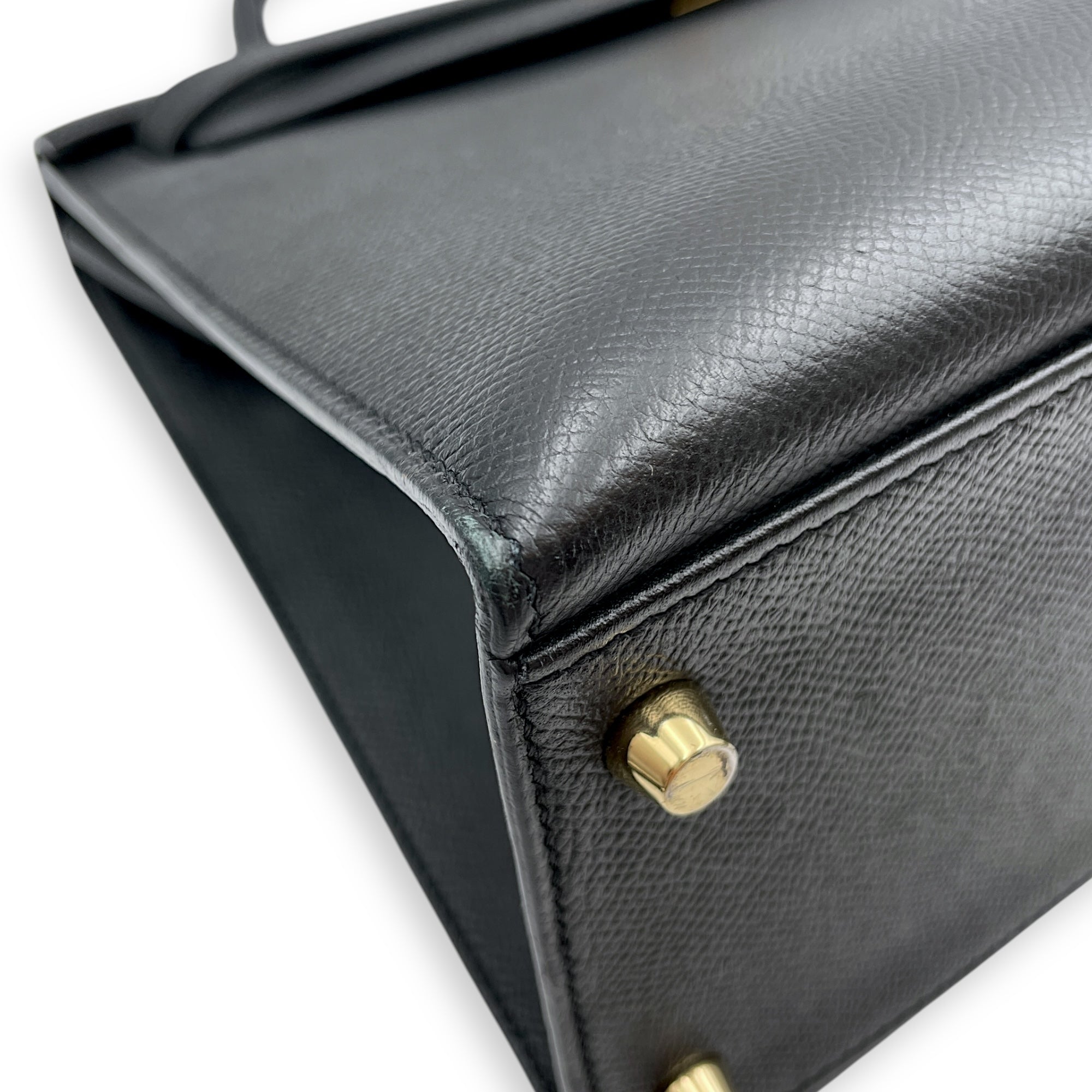 Sellier Kelly 32 Black in Epsom, Gold hardware