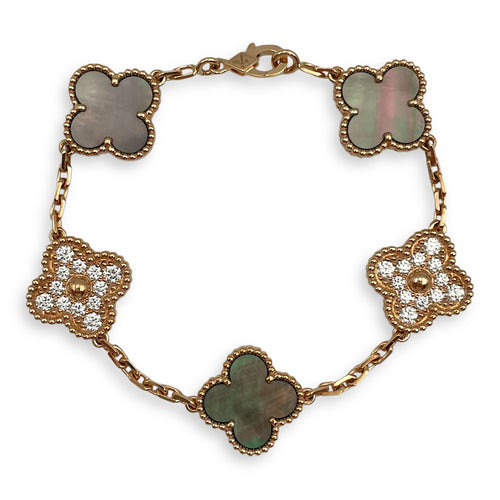 Vintage Alhambra, 5 Motifs Bracelet in Rose Gold Hardware