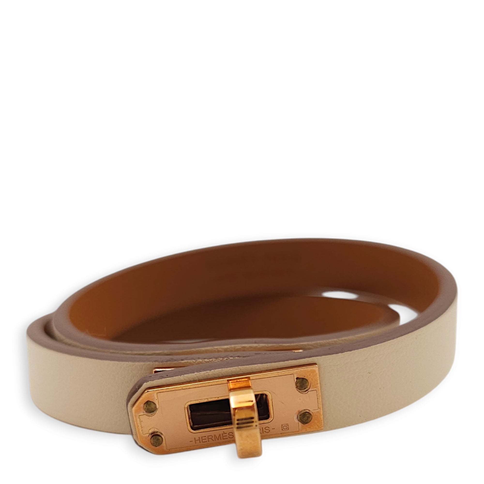 Mini Kelly Double Tour T2 Nata Bracelet in Swift, Rose Gold hardware