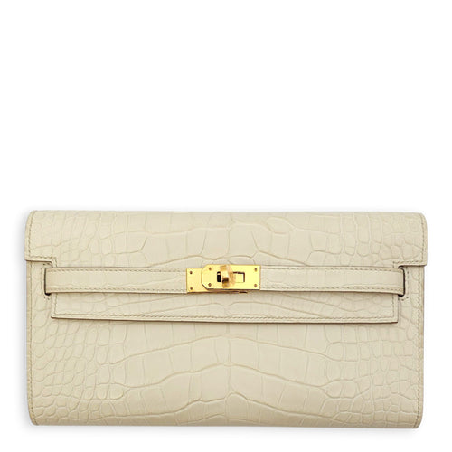 Kelly To Go Beton Crossbody Bag in Matte Alligator Gold hardware