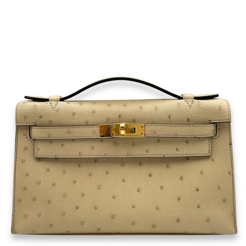 Kelly  Others Parchemin in Ostrich Gold hardware LUX5696 1