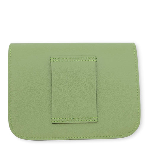 Constance Slim Vert Criquet Wallet in Evercolor, Palladium hardware