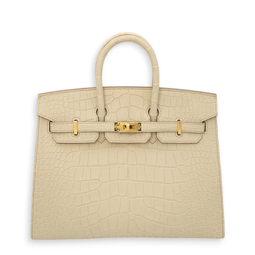 Sellier Birkin 25 Beton in Matte Alligator, Gold hardware