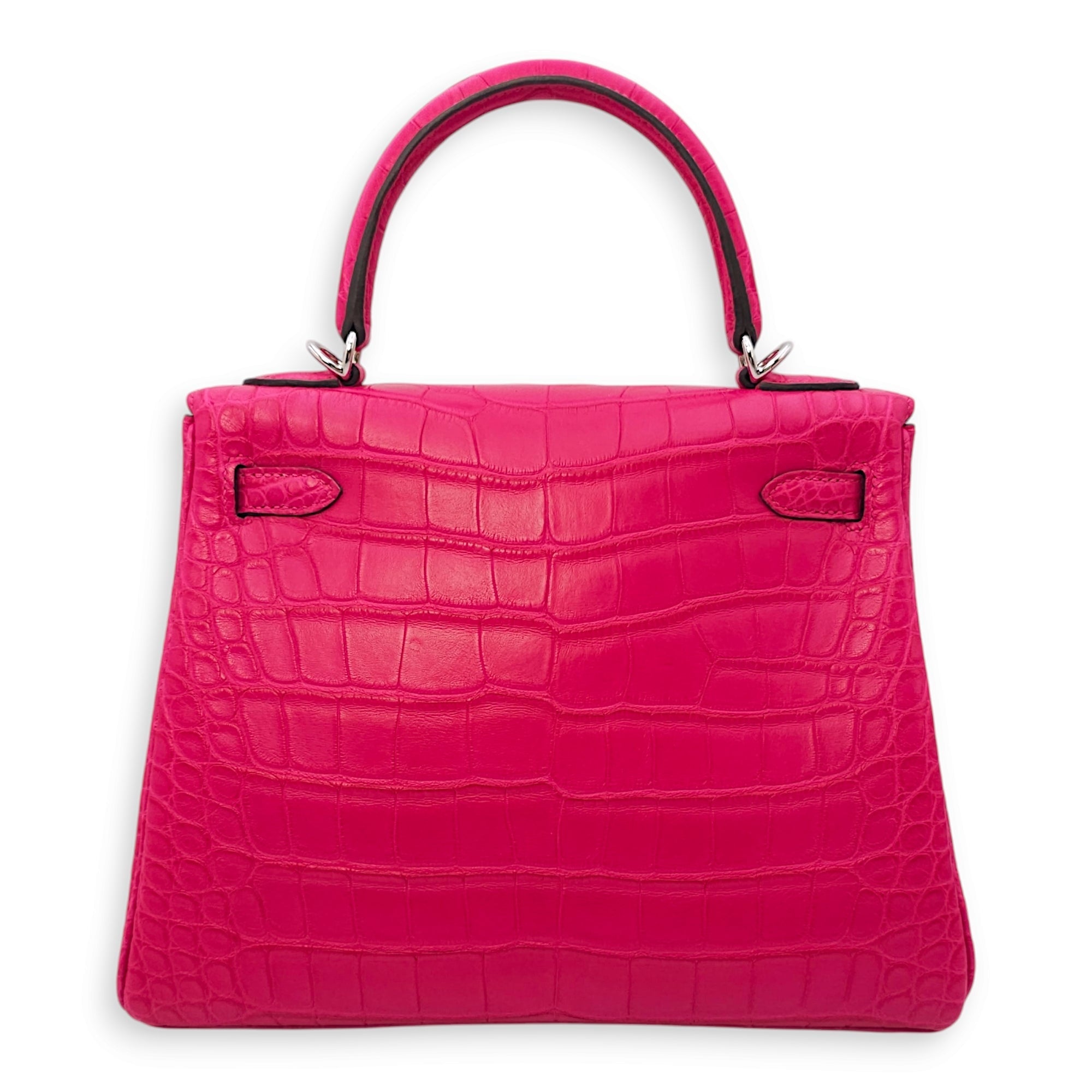 Kelly  25 Framboise in Matte Alligator Palladium hardware CL2411-7739 2