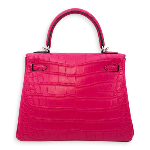 Kelly  25 Framboise in Matte Alligator Palladium hardware CL2411-7739 2