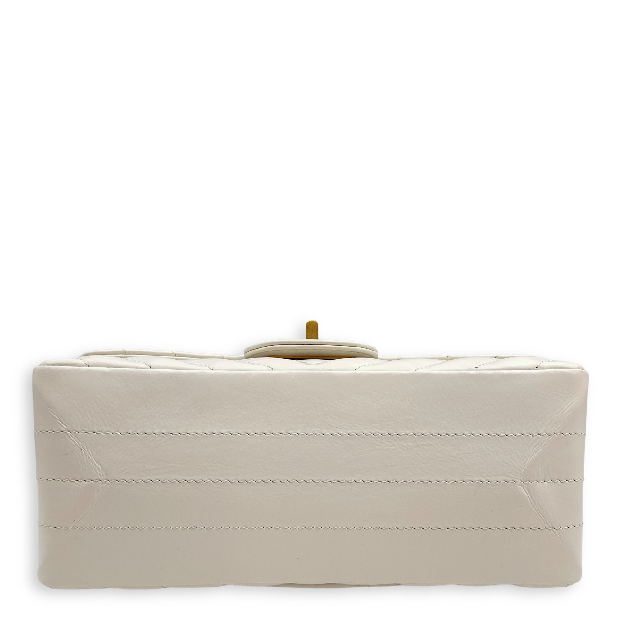 2.55 Chevron Reissue Mini White Crossbody Bag in Calfskin, Gold hardware