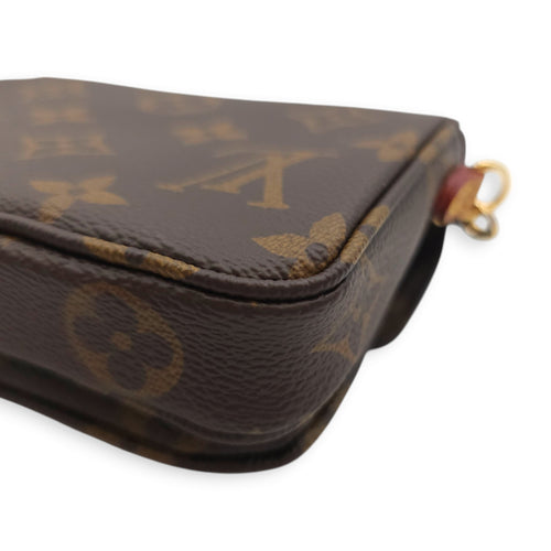 Metis Micro Brown Crossbody Bag in Coated Canvas, Gold hardware