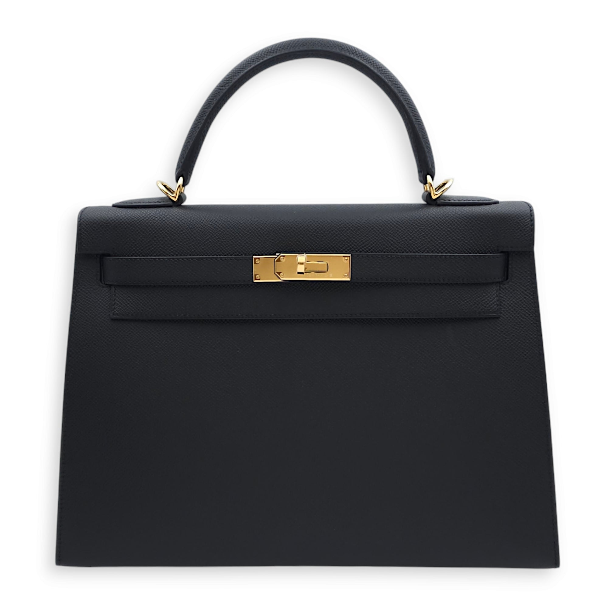 Sellier Kelly 32 Black in Epsom, Gold hardware