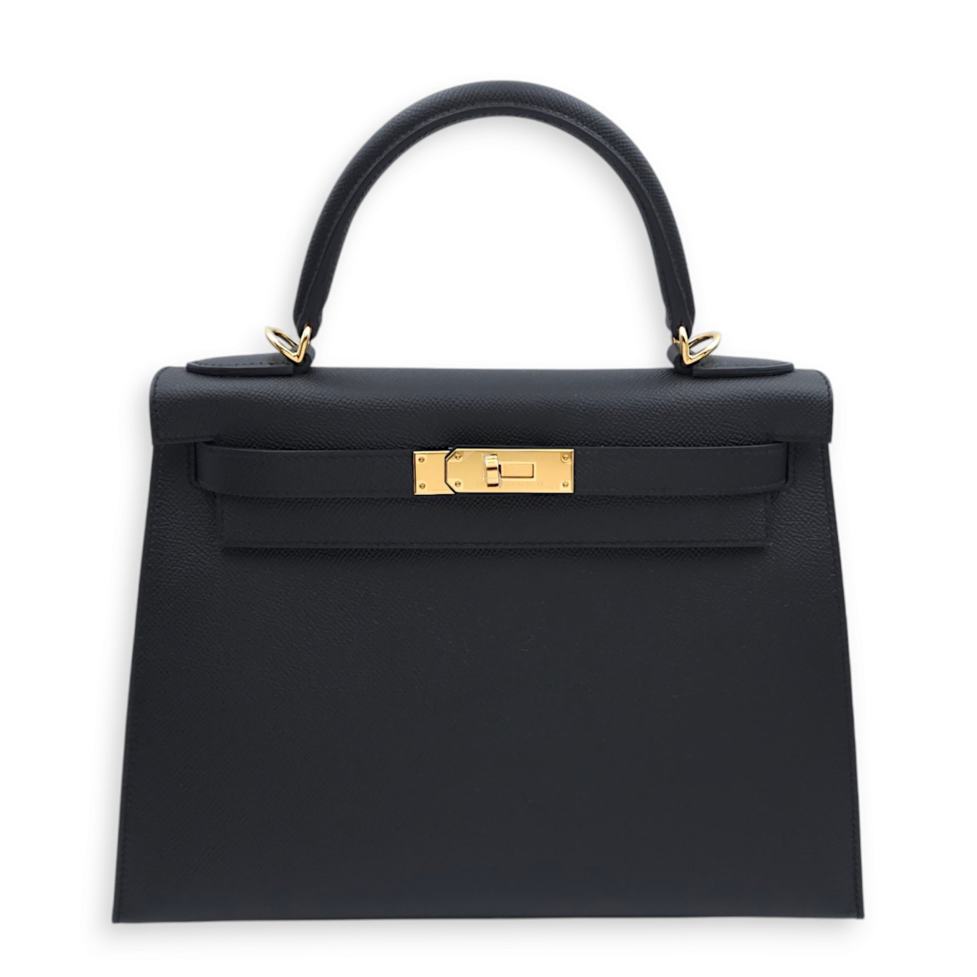 Sellier Kelly 28 Black in Epsom, Gold hardware