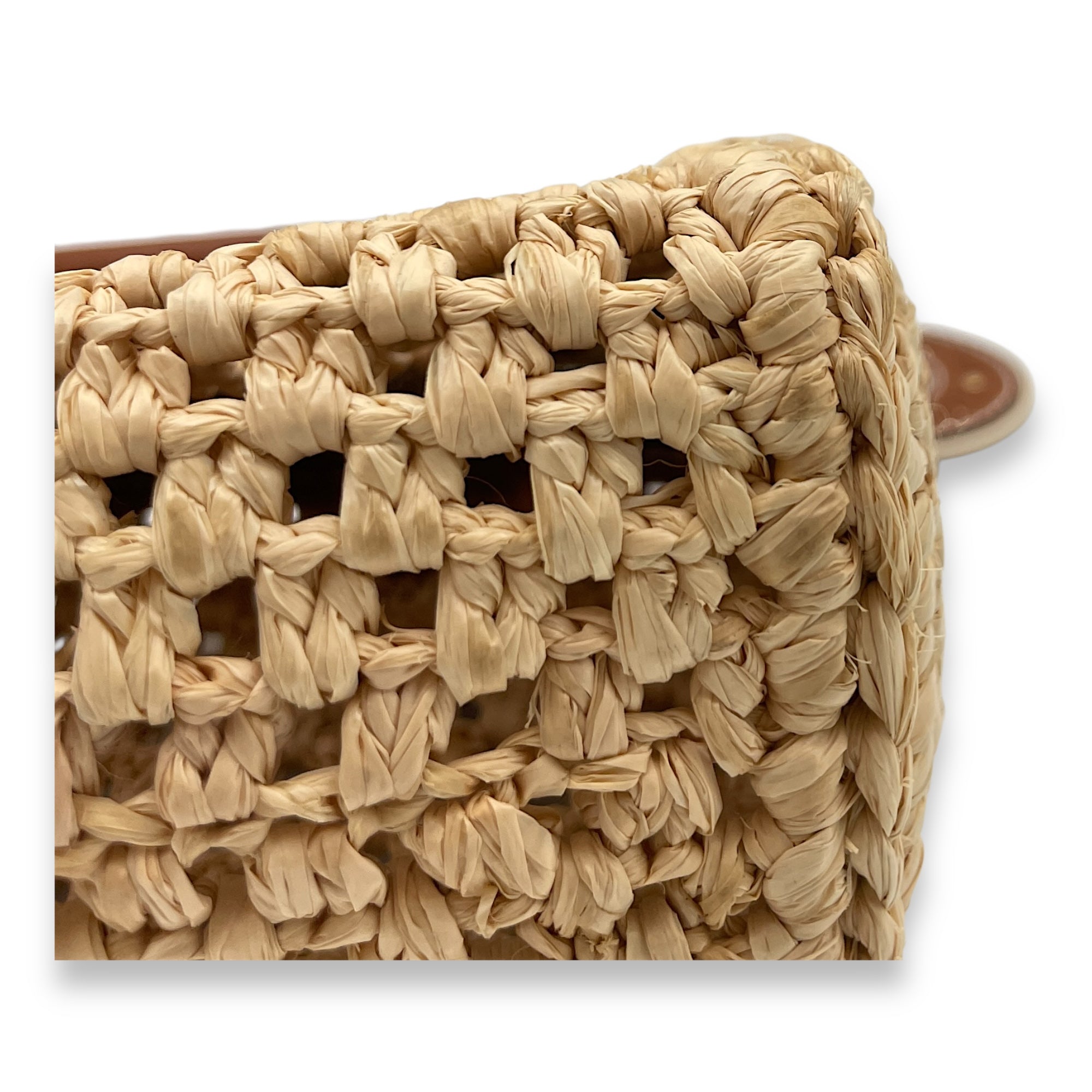 Speedy Nano Tan Crossbody Bag in Natural raffia, calf, Gold hardware