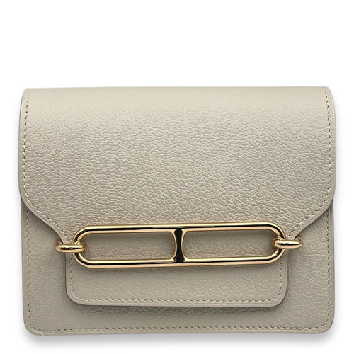 Roulis Slim Gris Perle Wallet in Evercolor Permabrass hardware