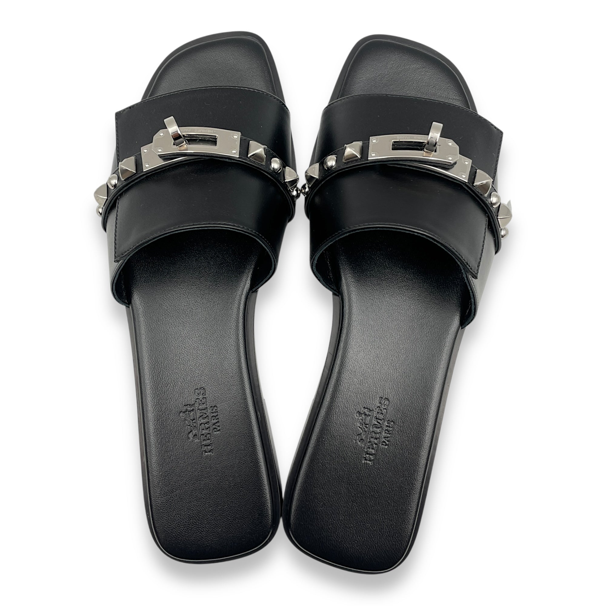 Guilia 38 Black Sandals in Calfskin, Palladium hardware