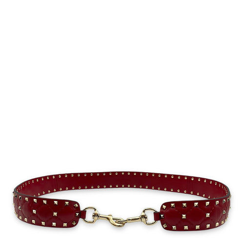 Studded 113x4cm Red Bag Strap in Nappa Leather, Gold hardware