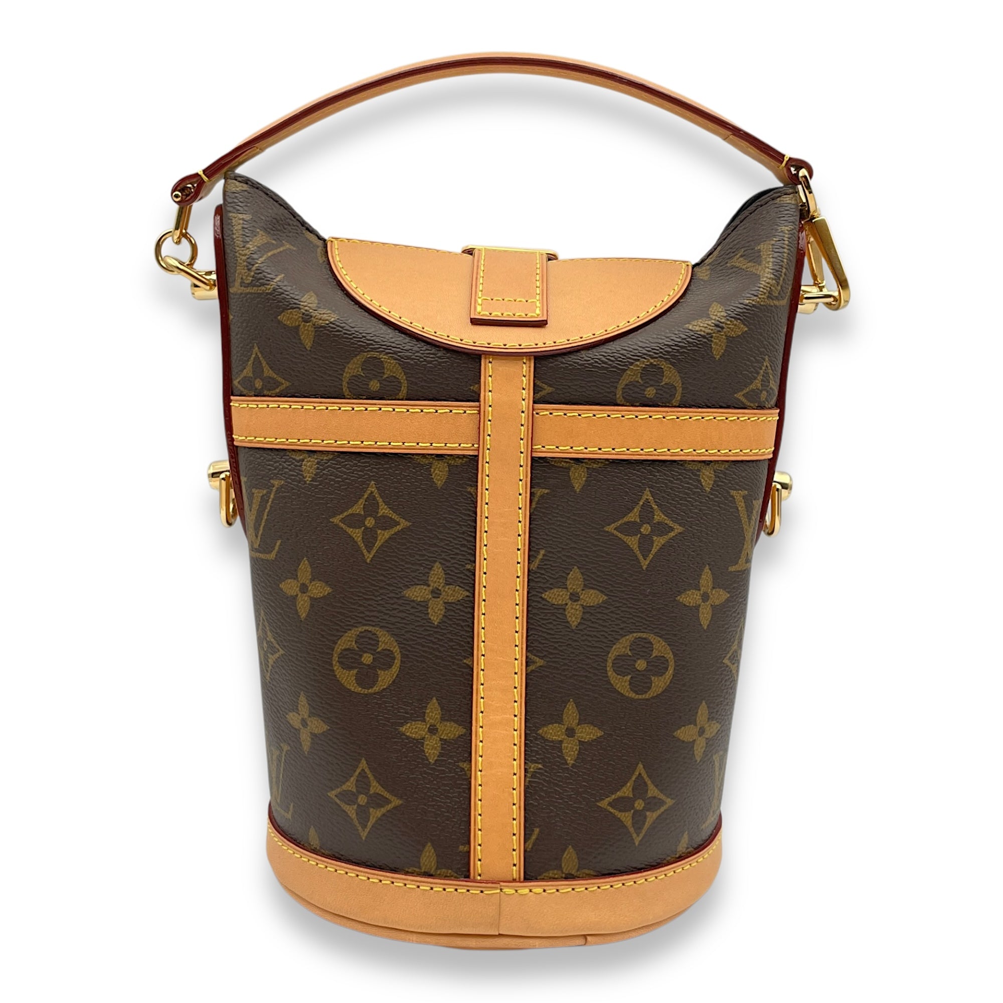 Duffle Bag Brown Shoulder Bag in Canvas, Gold hardware