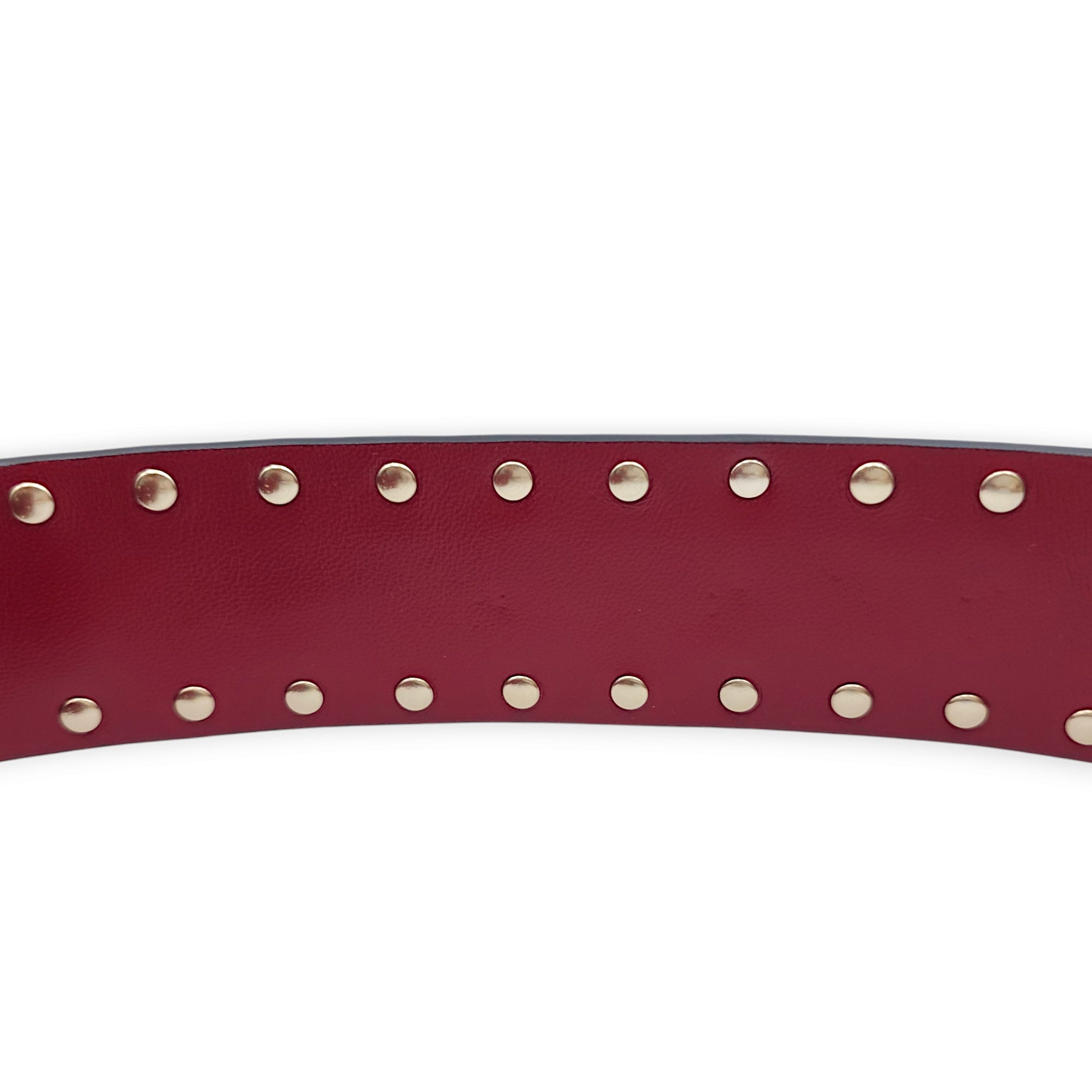 Studded 113x4cm Red Bag Strap in Nappa Leather, Gold hardware