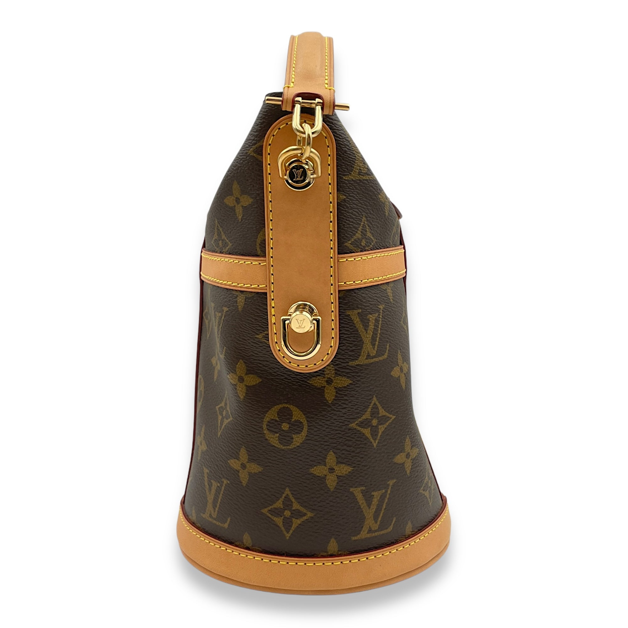 Duffle Bag Brown Shoulder Bag in Canvas, Gold hardware