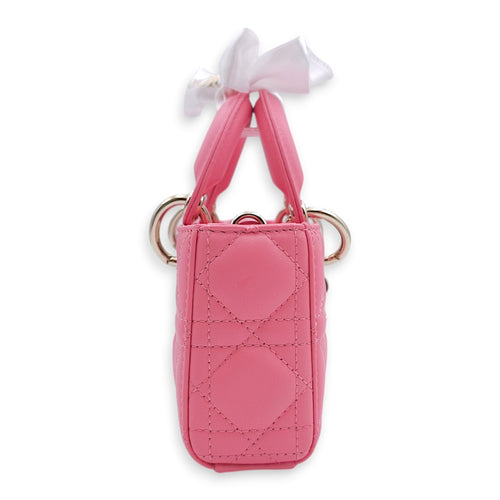 D-Joy Micro Pink Crossbody Bag in Lambskin, Gold hardware