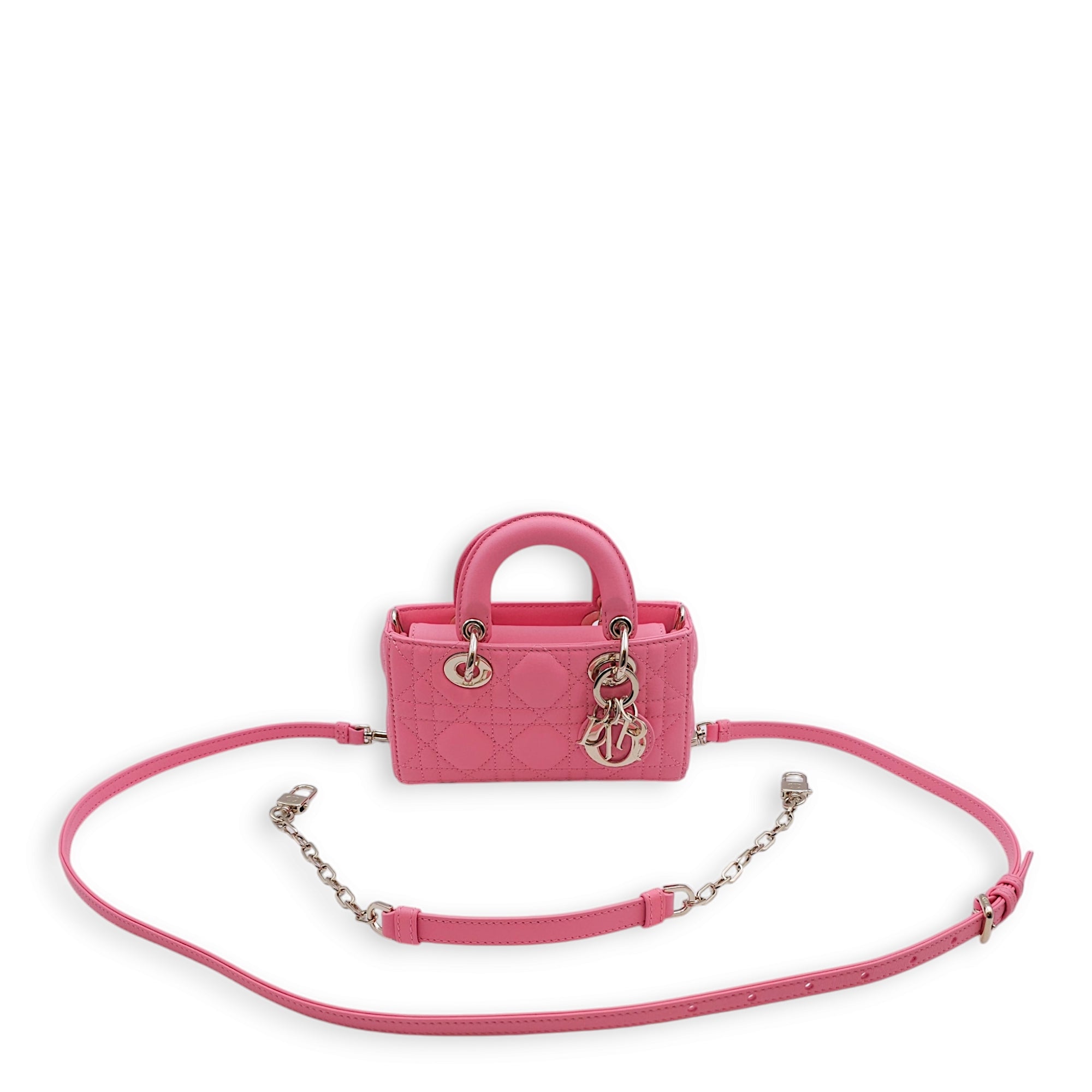 D-Joy Micro Pink Crossbody Bag in Lambskin, Gold hardware