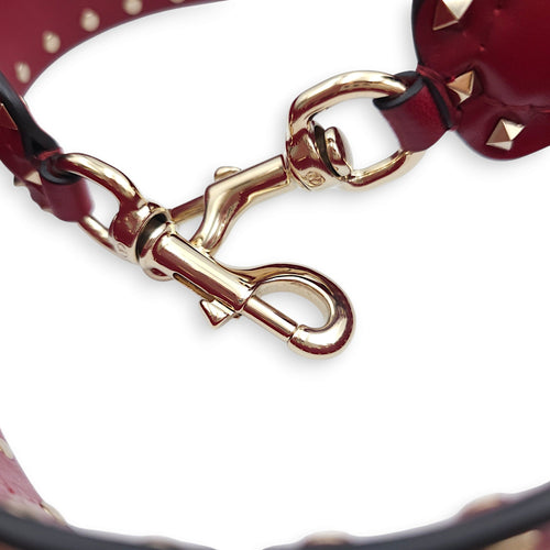 Studded 113x4cm Red Bag Strap in Nappa Leather Gold hardware CL2502-9658 6