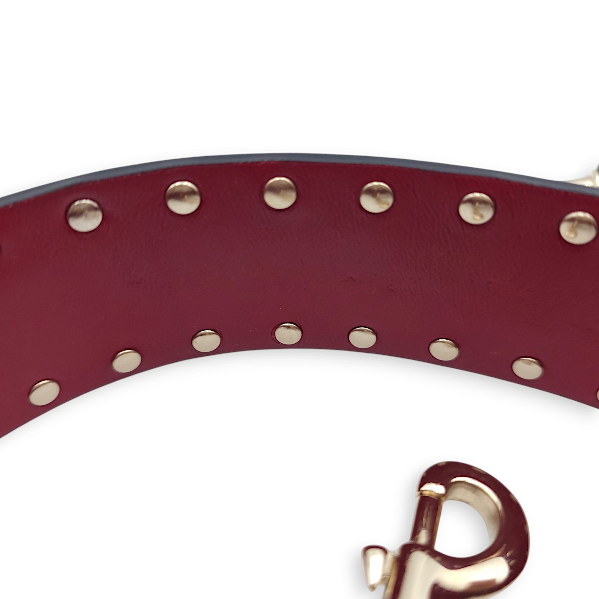 Studded 113x4cm Red Bag Strap in Nappa Leather, Gold hardware