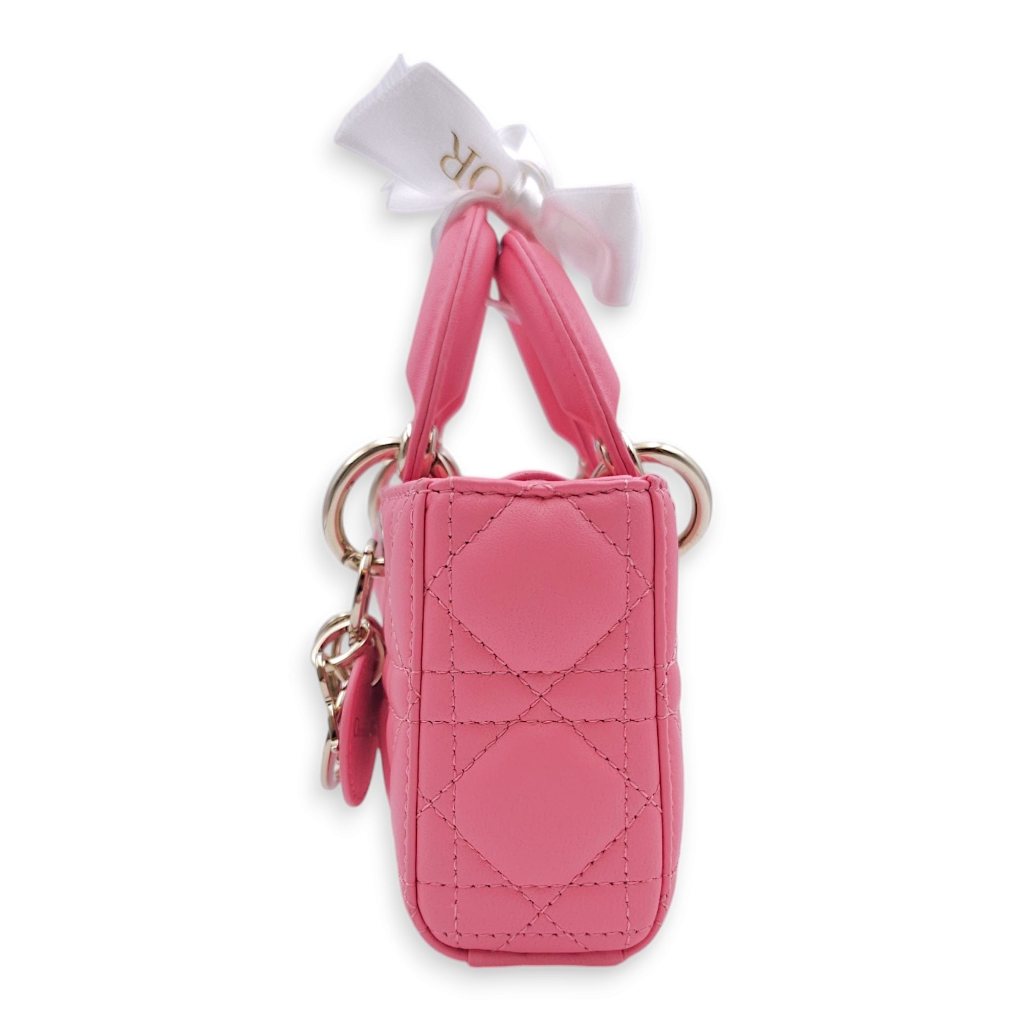 D-Joy Micro Pink Crossbody Bag in Lambskin, Gold hardware