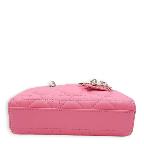 D-Joy Micro Pink Crossbody Bag in Lambskin, Gold hardware