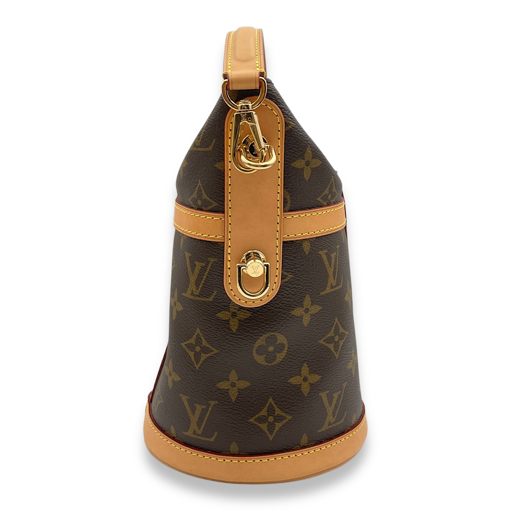 Duffle Bag Brown Shoulder Bag in Canvas, Gold hardware