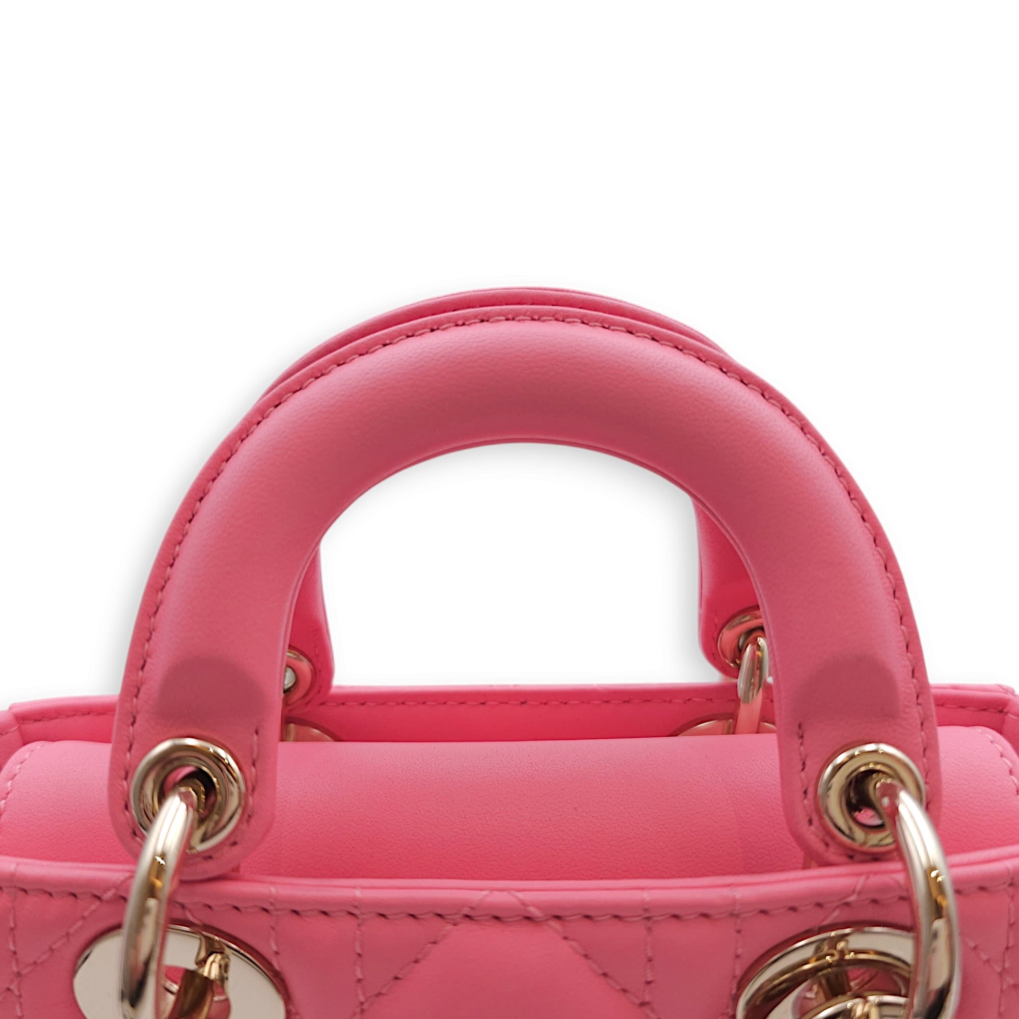 D-Joy Micro Pink Crossbody Bag in Lambskin, Gold hardware