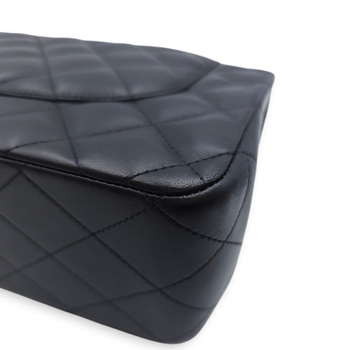 Classic (DF) Jumbo Black Shoulder Bag in Lambskin, Silver hardware