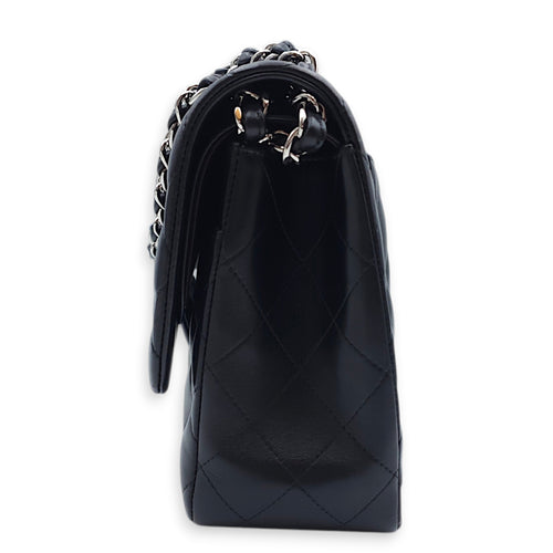 Classic (DF) Jumbo Black Shoulder Bag in Lambskin, Silver hardware