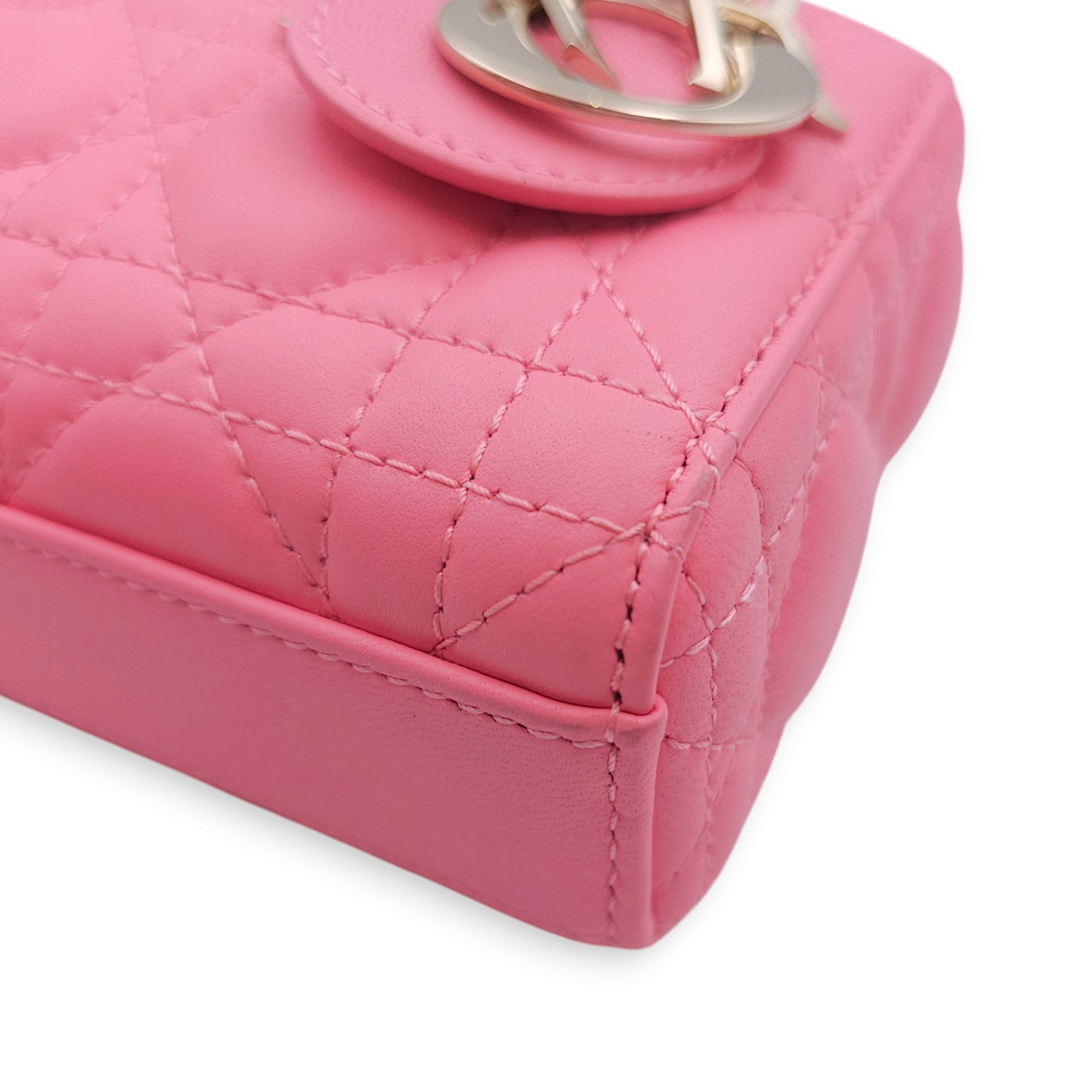 D-Joy Micro Pink Crossbody Bag in Lambskin, Gold hardware