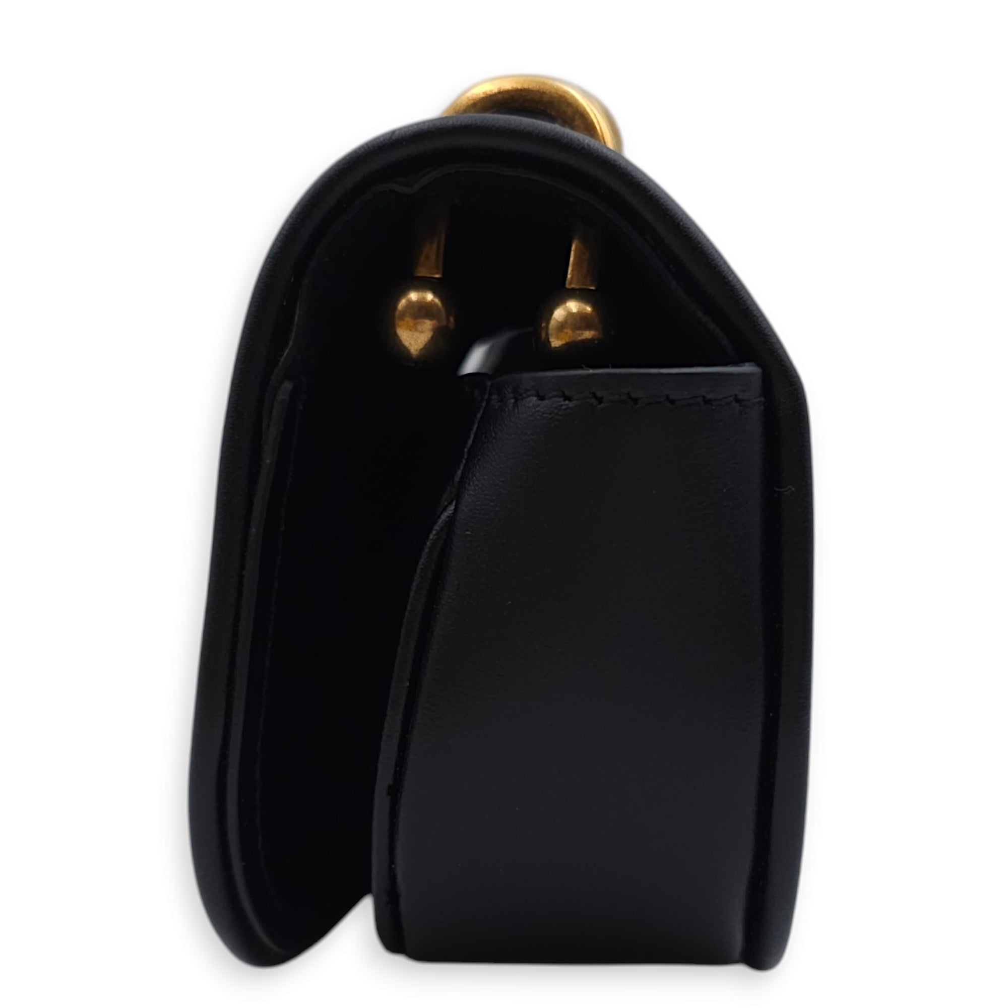 C’mon Nano 13x9x4cm Black Belt Bag in Calfskin, Gold hardware