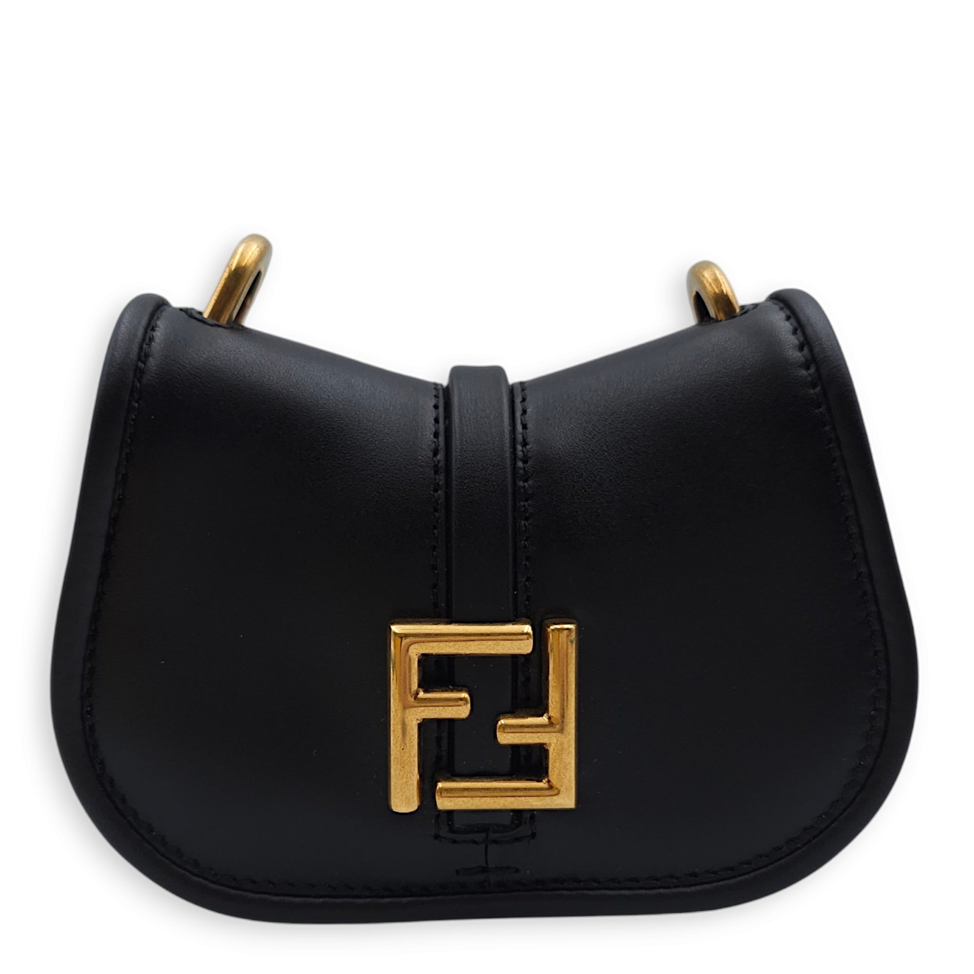 C’mon Nano 13x9x4cm Black Belt Bag in Calfskin, Gold hardware