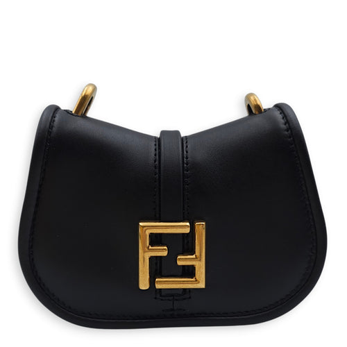 C’mon Nano 13x9x4cm Black Belt Bag in Calfskin, Gold hardware