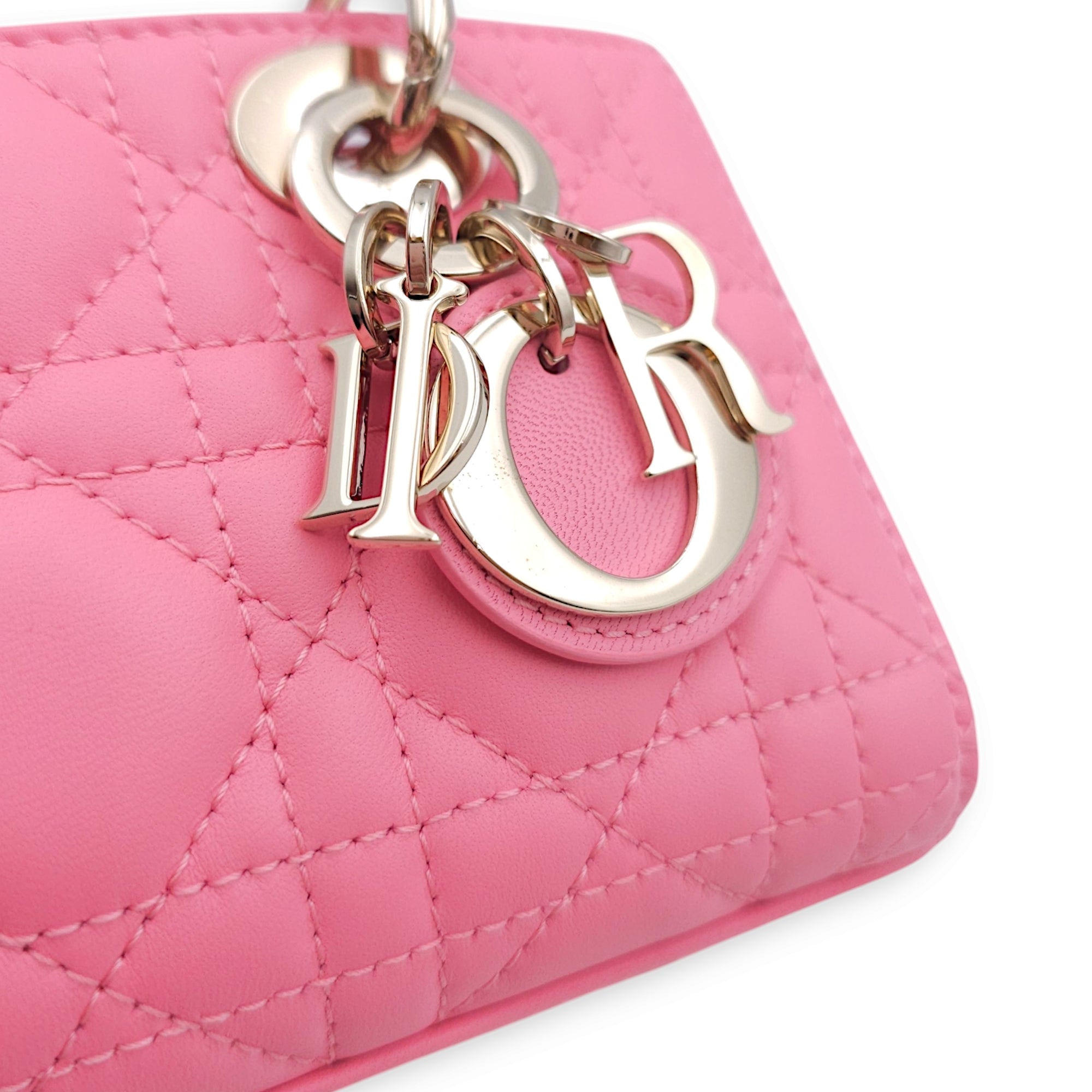 D-Joy Micro Pink Crossbody Bag in Lambskin, Gold hardware