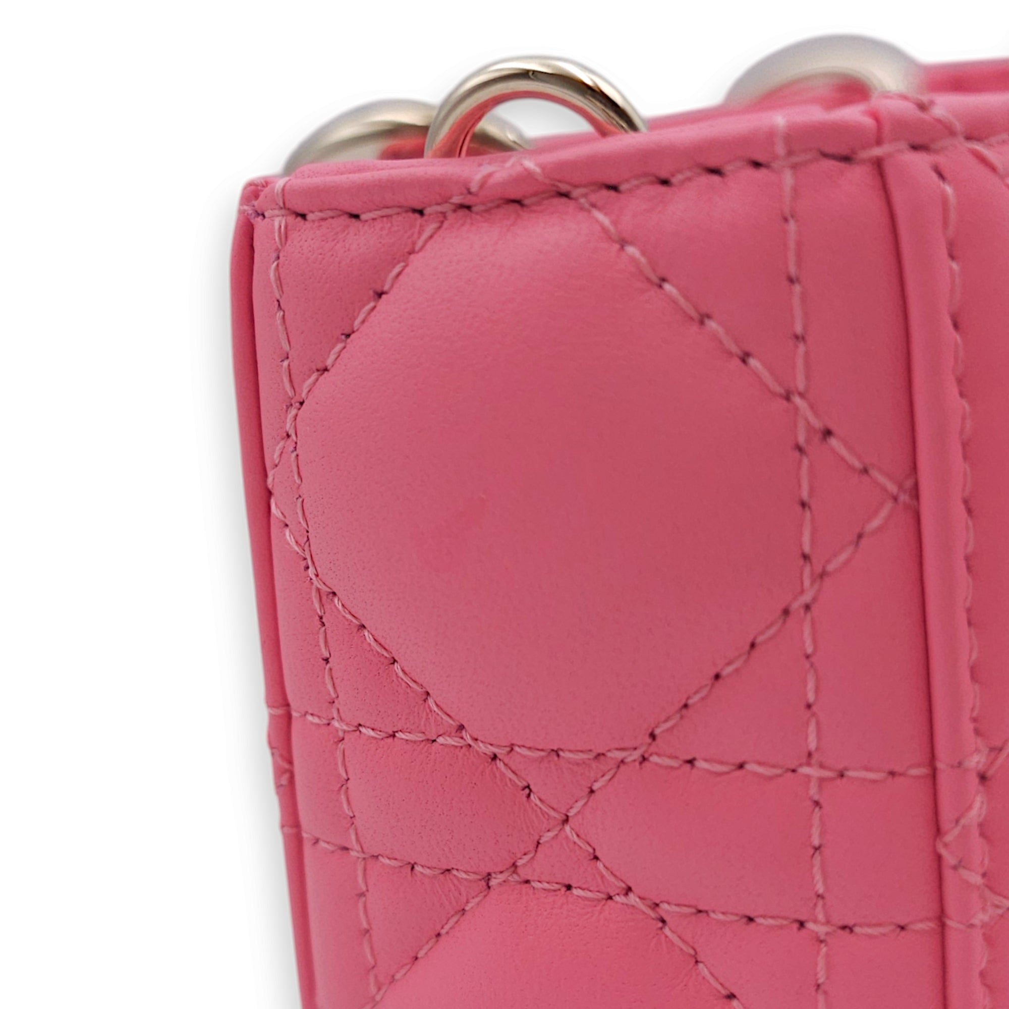 D-Joy Micro Pink Crossbody Bag in Lambskin, Gold hardware