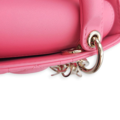 D-Joy Micro Pink Crossbody Bag in Lambskin, Gold hardware