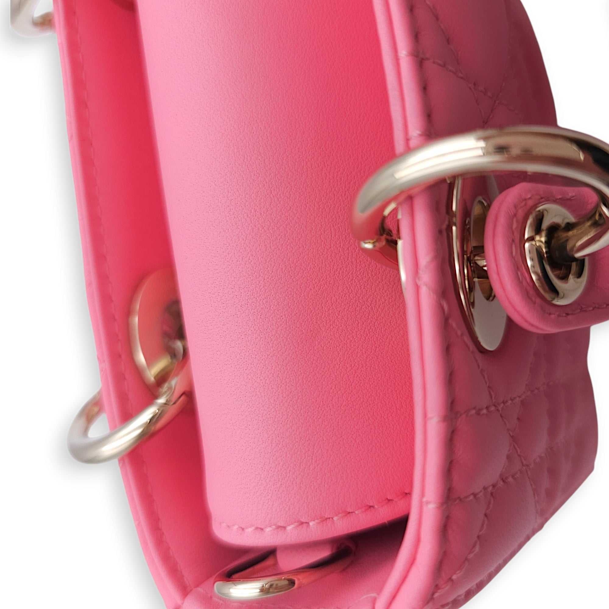 D-Joy Micro Pink Crossbody Bag in Lambskin, Gold hardware