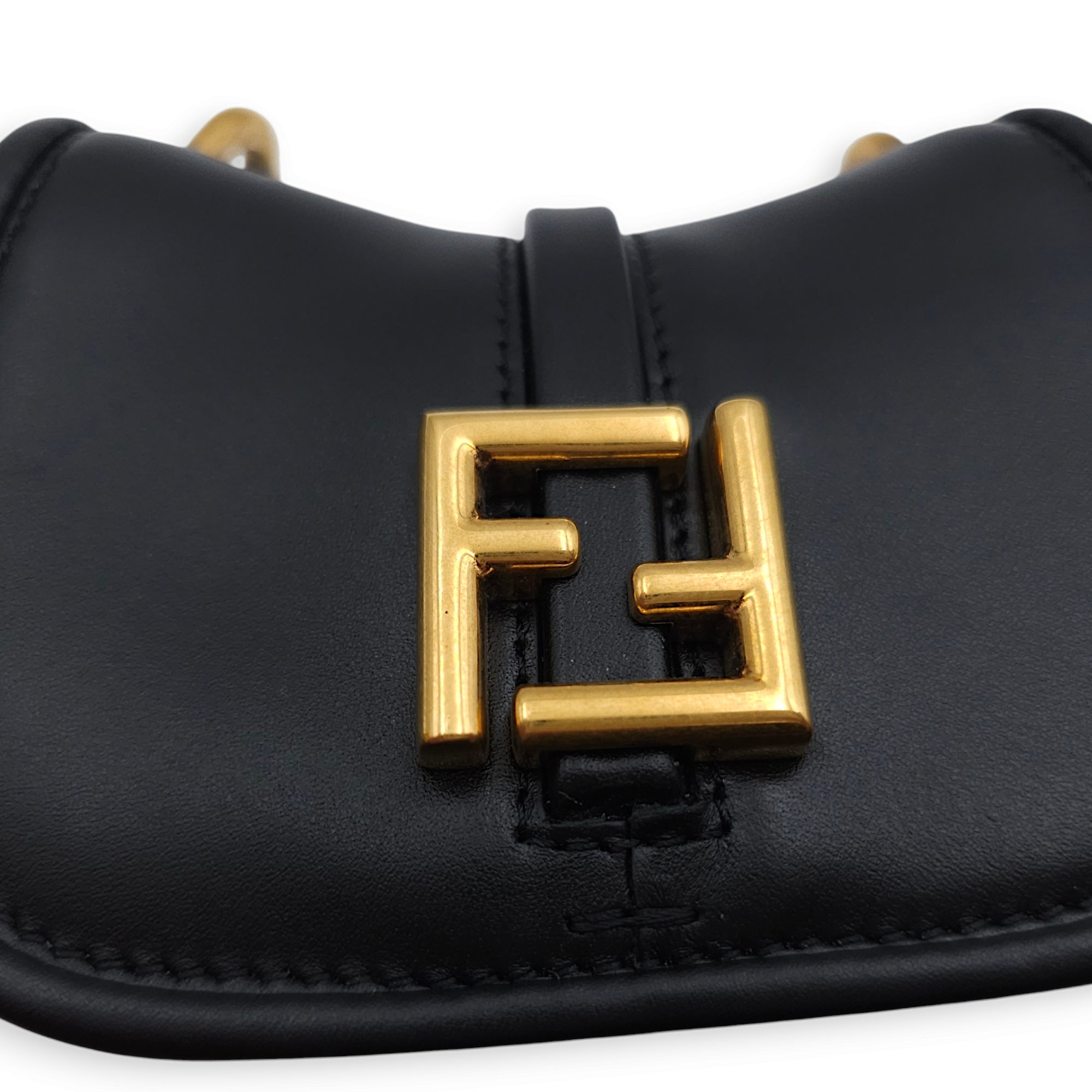 C’mon Nano 13x9x4cm Black Belt Bag in Calfskin, Gold hardware