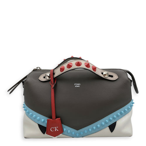 Studded Monster By The Way Medium Khaki/Blue/White/Red Crossbody Bag in Calfskin, Silver hardware