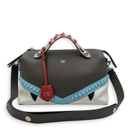 Studded Monster By The Way Medium Khaki/Blue/White/Red Crossbody Bag in Calfskin, Silver hardware